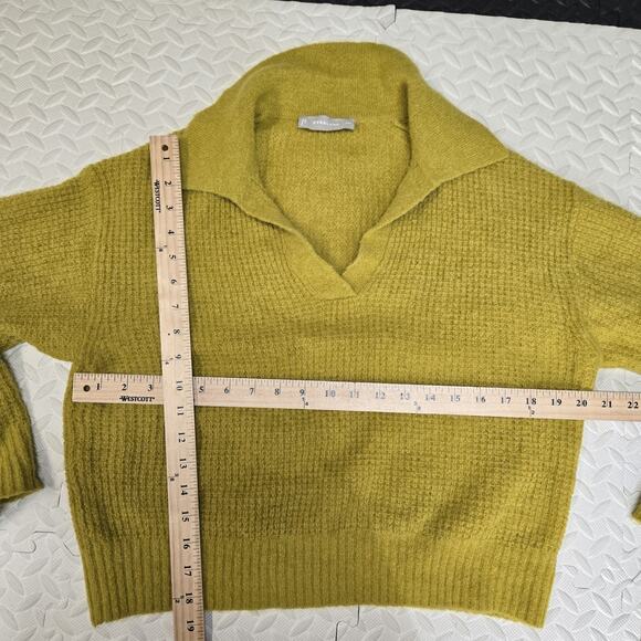 Everlane Alpaca Waffle Knit Polo Sweater Women XXS Mustard Yellow Gold Oversized - Picture 8 of 10